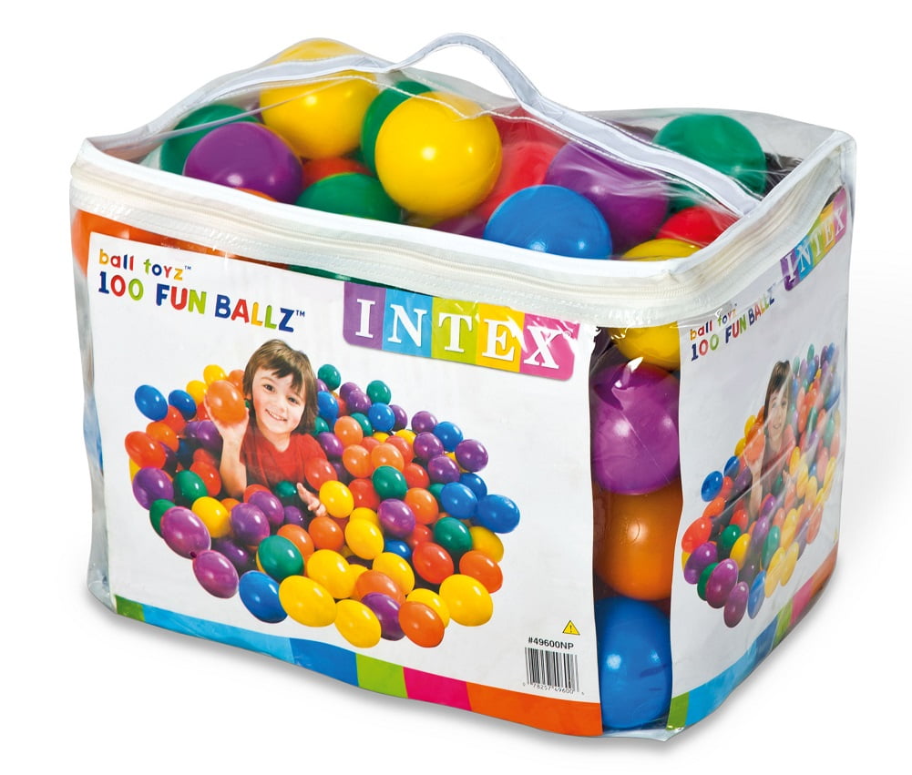 100-Pack Intex Small Plastic Multi-Colored Fun Ballz For A Ball Pit49602EP