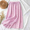 thumbnail image 7 of Women's Embroidery Cotton Linen Midi Skirts A Line Flowy Swing Elastic Waist Bohemian Skirt Casual Beach Party Skirt Pink XL, 7 of 7