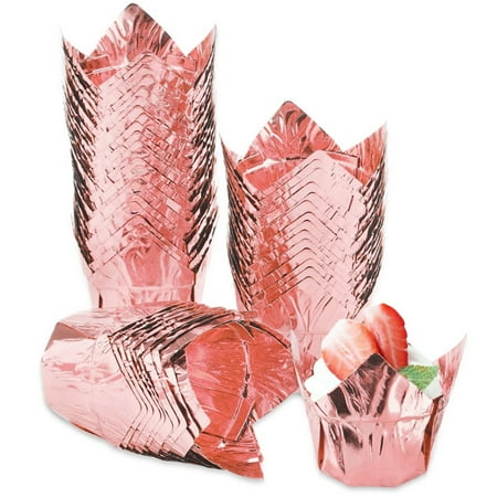 

Hloma 100Pcs/Set Tulip Cupcake Liners Waterproof Greaseproof Smooth No Odor Non-stick Baking Heat Resistant Wedding Birthday Cake Paper Trays Kitchen Supplies