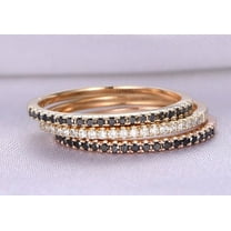 0.75 Carat 3 Wedding rings set Black and White Moissanite Diamonds wedding ring with 18k Gold Plating