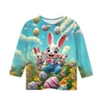 thumbnail image 4 of ZVAVZ 2026 Trendy Easter Shirts for Girls Funny Bunny Graphic Tee Shirts Toddler Girls Cotton 3/4 Sleeve Tops Crewneck Casual Summer T Shirts Multicolor,5-6Years, 4 of 5