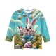 thumbnail image 4 of Blusas y camisas de manga larga con cuello redondo para niños con estampado de día de Pascua, manga 3/4/cuello redondo tres cuartos, camisa inferior y superior para niños, parte superior de poliéster, 4 of 5