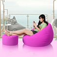 thumbnail image 2 of Cubierta de bolsa de frijoles color sólido con reposapiés rosa Rosado SM SunniMix Beanbag Cover Footstool, 2 of 8