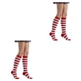 thumbnail image 1 of Sonducket 1 par de calcetines a rayas hasta la rodilla con corazón cálido, medias de moda fáciles de combinar para disfraz de fiesta, rayas rojas y rayas blancas rojas 2piezas Sonducket CBP289145, 1 of 6