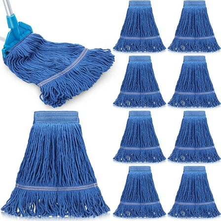 10 Pcs Commercial Mop Head Replacement Floor Cleaning Wet Heavy Duty Commercial Mop Refills General Cleaning(27.6 Inch,Blue)