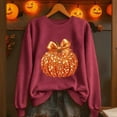 thumbnail image 2 of Kaliqueen Halloween/Thanksgiving Sweatshirts for Women Sequin Pumpkin Print Crewneck Pullover Tops Long Sleeve Fall Holiday Outfits, 2 of 6