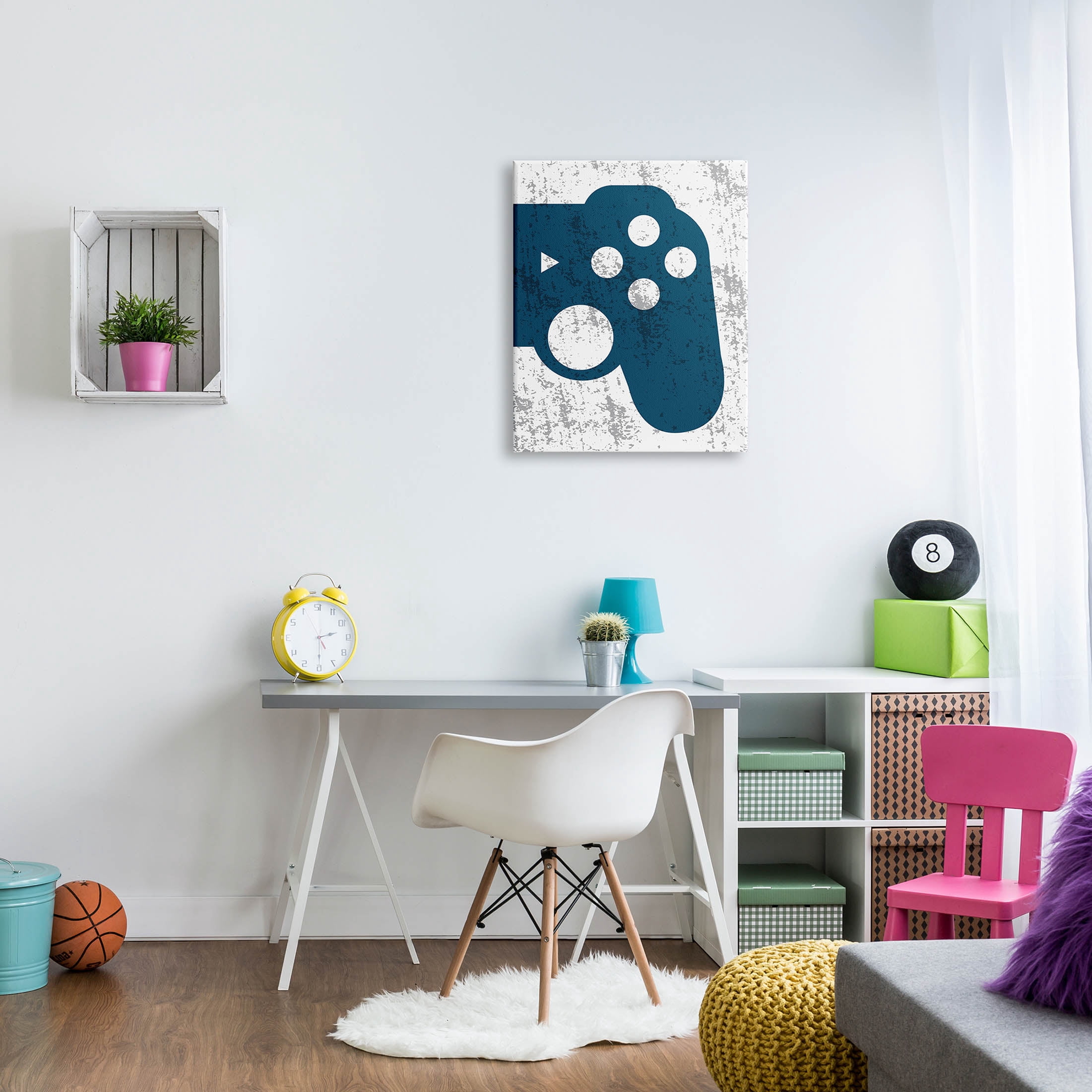 Stupell Industries Blue Gaming Controller Shape Graphic Art Gallery Wrapped Canvas Print Wall Art, Design by Kim Allen