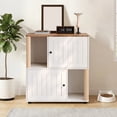 thumbnail image 6 of Cat Litter Box Enclosure for 2 Cats, 31.5'' Double Litter Box Enclosure with Scratching Post, 2 Tiered Hidden Cat Cabinet Furniture with Litter Mats, Cats House, 6 of 8