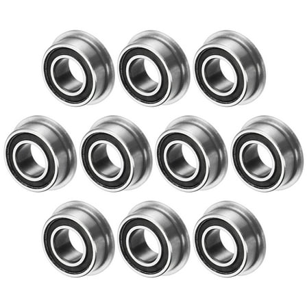 Uxcell 10-Pack MF105-2RS Flanged Ball Bearing, 5x10x4mm Rubber Sealed Chrome Steel for Wheelbarrow