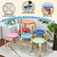thumbnail image 3 of 12 Inch Wood Stackable Classroom Stools Bentwood Stacking Chairs for Kids Colorful Round Nesting Stools Pack of 6 for Toddlers Adult Playroom Daycare Home Office, 3 of 7