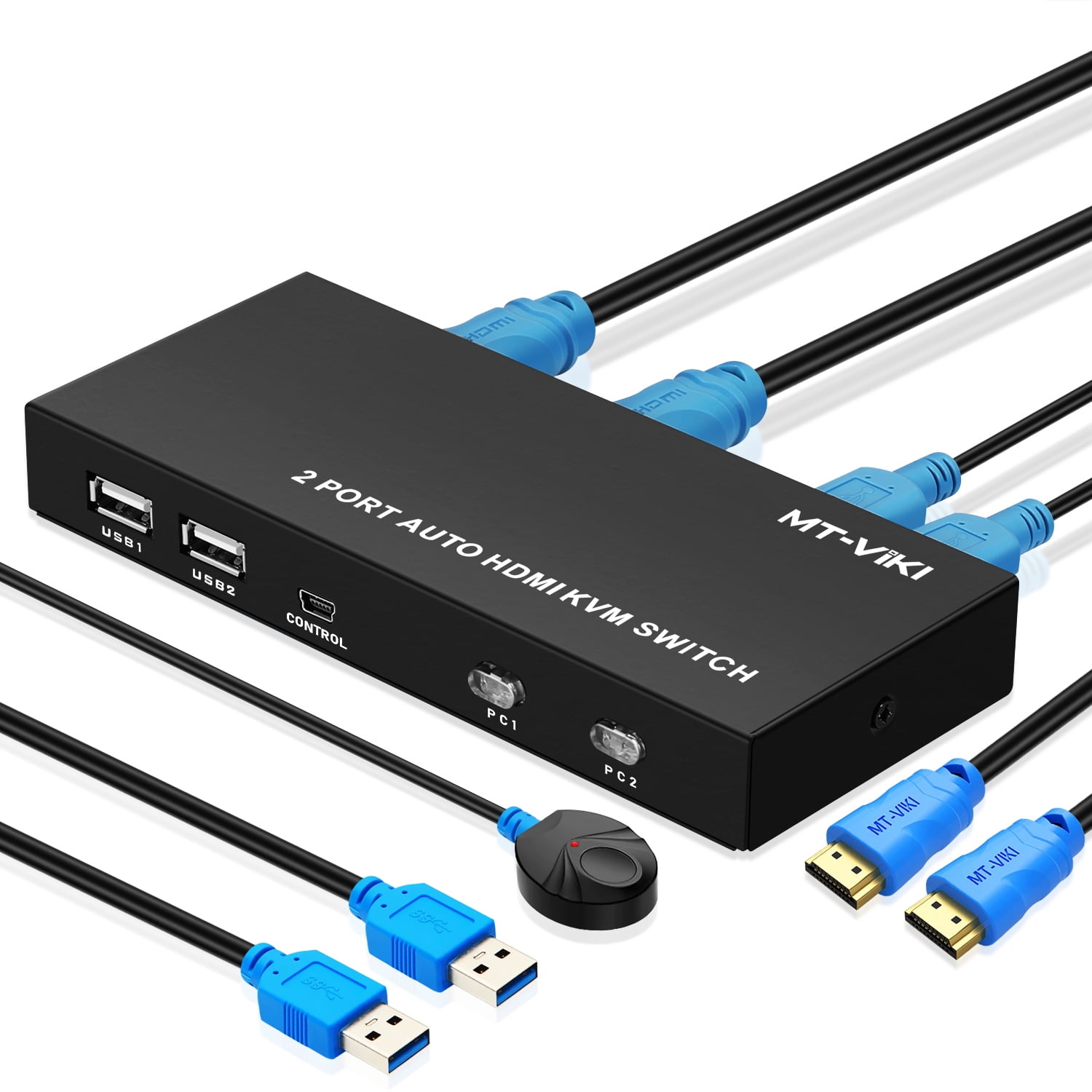 4K HDMI Switch 4K 60Hz 2 Port KVM Switch HDMI Hub for Multiple Monitors