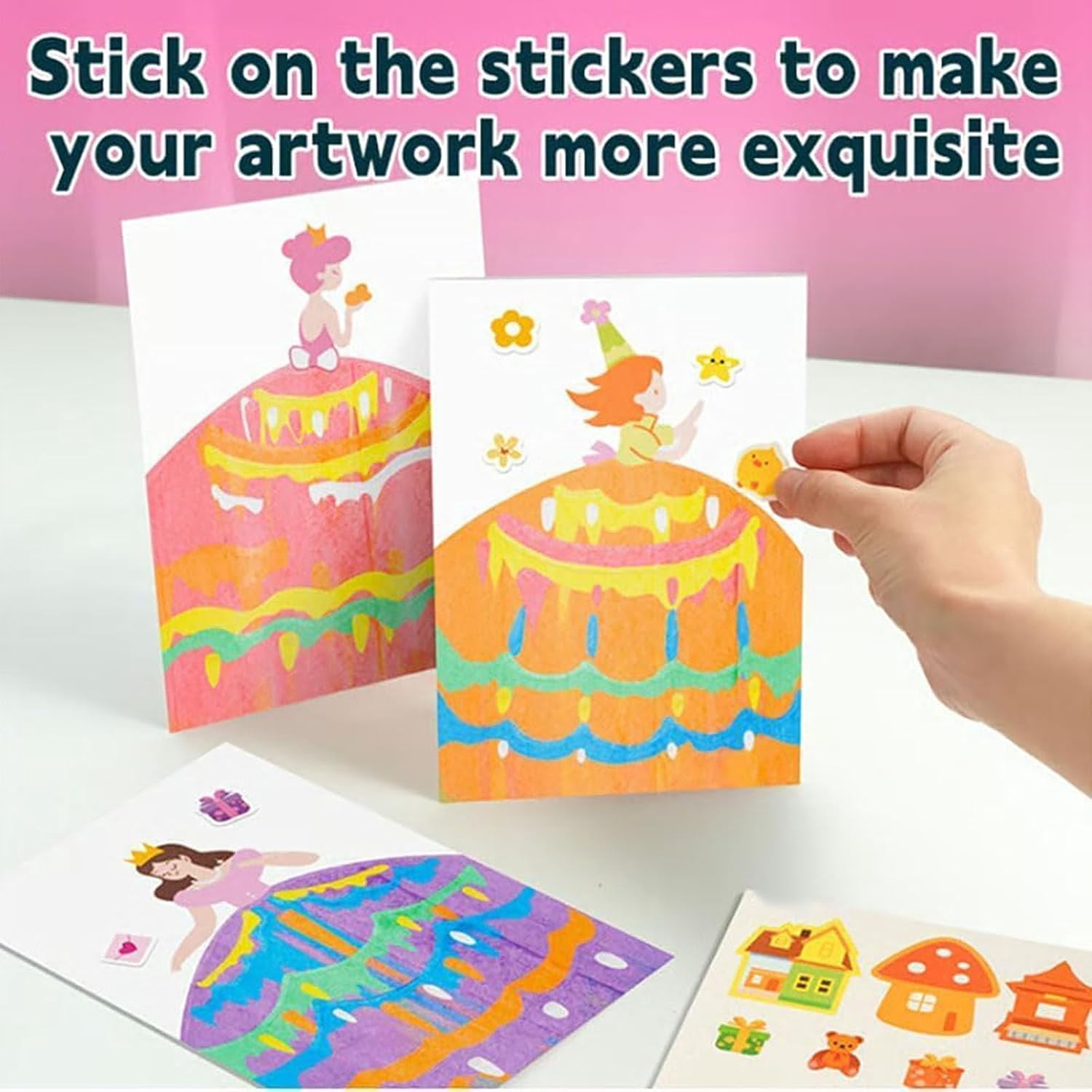 Convergei 20PCS DIY Rainbow Scratch Art, Squeegee Art Kids Paint Kit, Rainbow Dot Graffiti Scratch Painting, DIY Magic Squeegee Painting Kits for Kids with 7-Color Tools