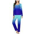 thumbnail image 2 of Bovxnpu Womens Plus Size Pajama Sets, 2 Piece Loungewear For Women, Ladies' Casual Solid Color Casual Top Pants Pajama Set M, 2 of 6