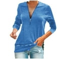 thumbnail image 2 of Palato Womens Plus Size Tops,Women's Fashion Long Sleeved V-Collar Zipper T-shirt Loose Tops Blouse, 2 of 5