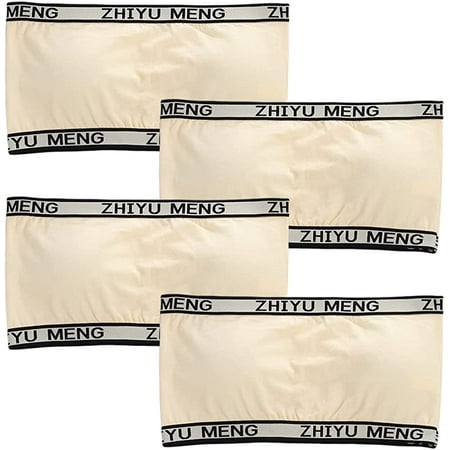 

Pikadingnis 4pcs Girls Strapless Bra Cotton Stretch Sports Bralette Comfortable Everyday Bras with Removable Pads Girls