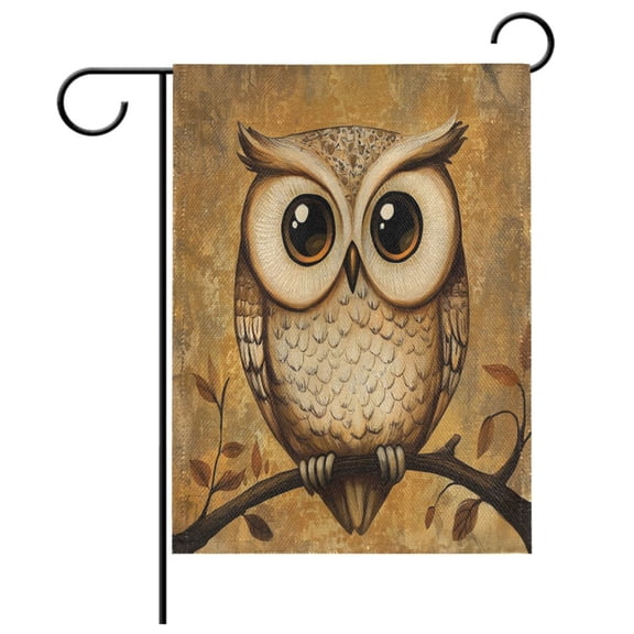 Ryvnso Owl on Branch Pattern Garden Flag 12x18 Inch Double Sided Seasonal Yard Decoration