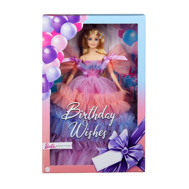 Barbie Birthday Wishes Doll (Blonde, 13-inch) in Gown, Gift for 6 Year Olds  and up