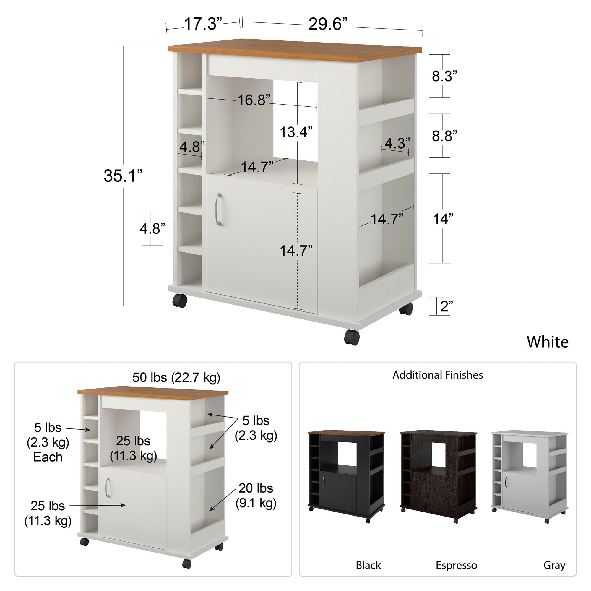 Ameriwood Home Williams Kitchen Cart, Espresso