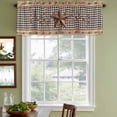 thumbnail image 4 of Vintage Texas Star Brown Valances for Windows, Decorative Rod Pocket Window Valance Curtains, Black Plaid Berry Farmhouse Short Curtain Drapes for Kitchen/Living Room, 2 Panels, 54" W x 18" L, 4 of 8