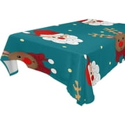 SKYSONIC Santa Claus Tablecloth Waterproof Washable Polyester Square Table Cover Durable Tablecloth for Kitchen Dining Table Party Decor (60 X 120 Inch)