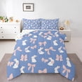 thumbnail image 1 of Erosebridal Ensembles de Literie Lapin Mignon Simple avec Couette, Insert de Couette Nœud Papillon Rose, Bleu, Réversible 2 Pcs, Réversible, 1 of 7