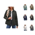thumbnail image 1 of Veste Matelassée Décontractée pour Femmes 2025 Manches Longues Bouton Pression Col à Revers Manteau d'Hiver avec Poches, 1 of 7
