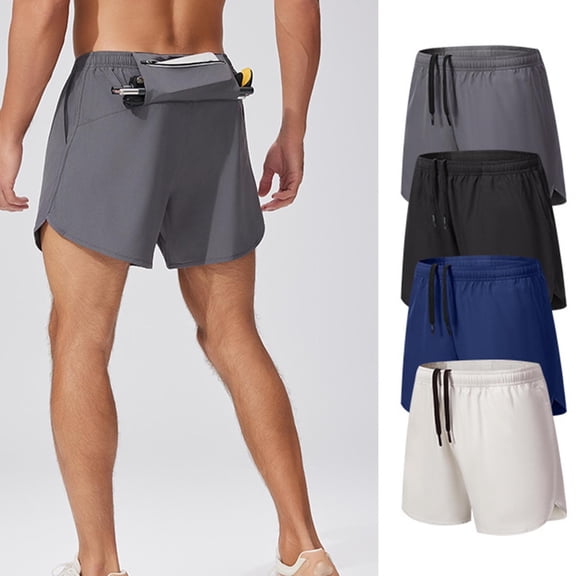 Miluxas Men's Gym Workout Shorts Running Lightweight Athletic Short Pants Bodybuilding Training Gray XL(XL)