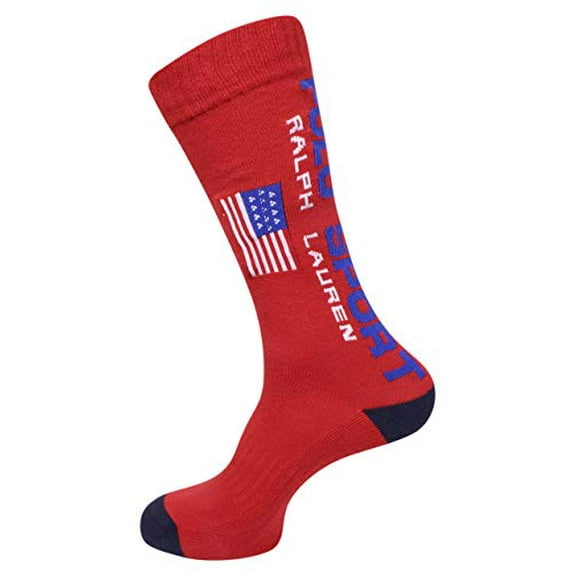 POLO RALPH LAUREN Men's Classic Polo Sport Crew Socks, Cardnial Red, Sock Size 10-13