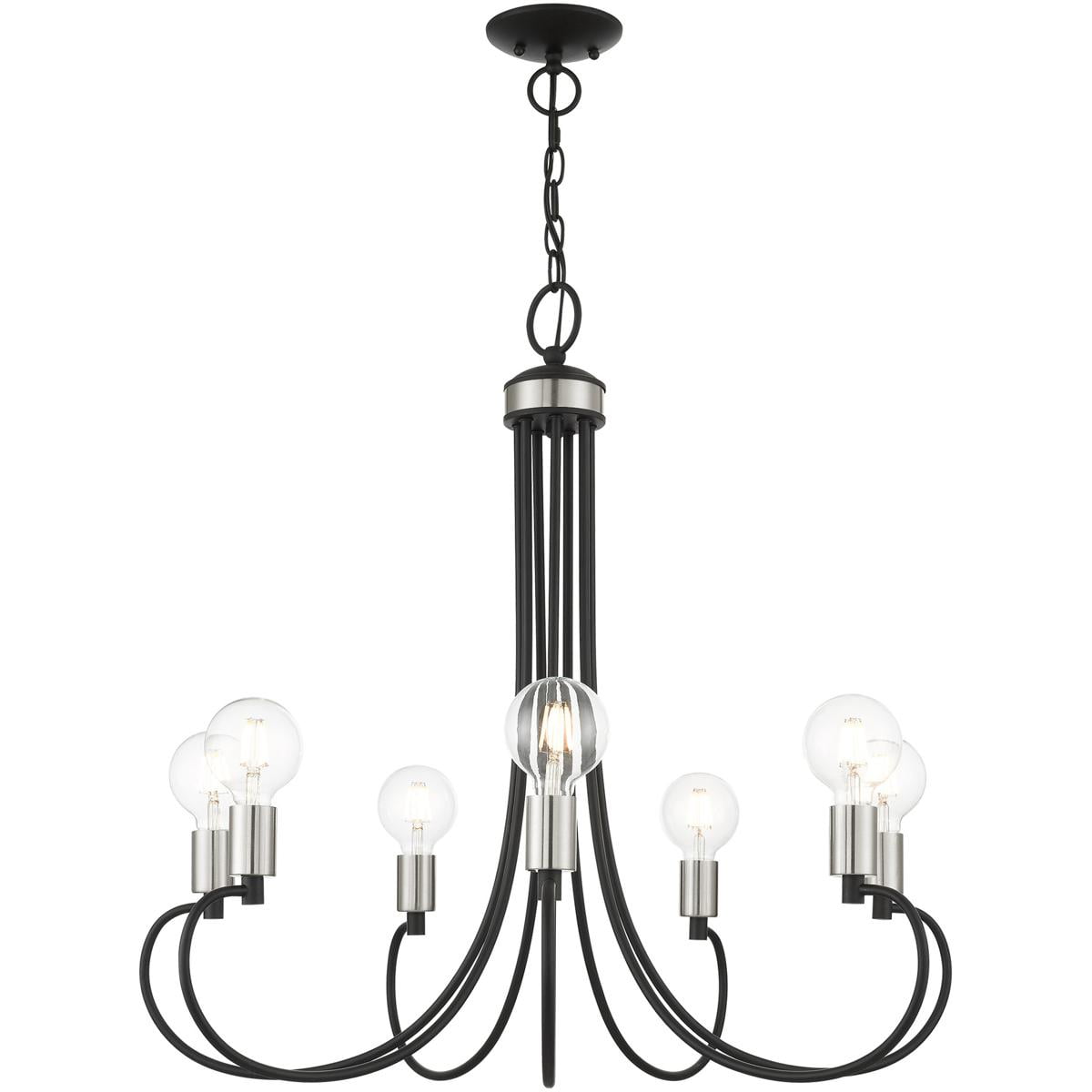 7 Light Black Chandelier with Steel base material