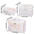 thumbnail image 3 of Bolsa de cosméticos de gran capacidad con estampado floral y doble cremallera. Organizador de maquillaje de viaje para guardar artículos de aseo y papelería, 3 of 6