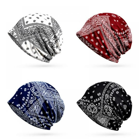 4 Pack Cotton Slouchy Beanie Hip-Hop Soft Lightweight Running Beanie Adult Dwarf Hats Chemo Cap for Men Women