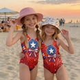thumbnail image 2 of Girls One Piece Swimsuits Size 7-8 Swimming Bikini Sets 1776 American Flag Floral Print Summer Sleeveless Beach Vacation Freedom Cute Girls Bathing Suit Vermilion 2-3 Years, 2 of 6