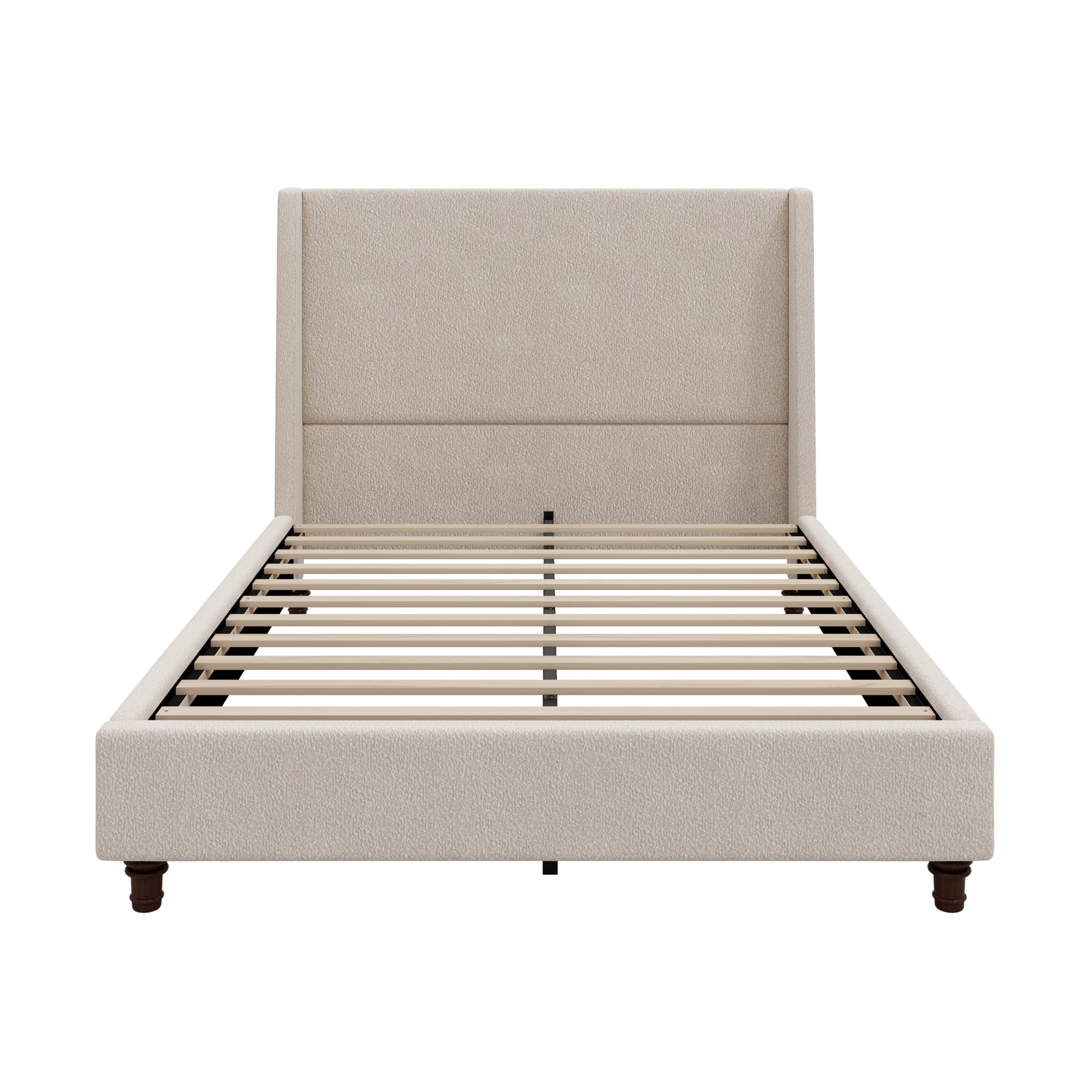 Christopher Knight Home Queen Upholstered Platform Bed Frame with Tall Wingback Headboard, Clay Taupe