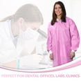 thumbnail image 5 of Medical Nation 10 Disposable Lab Coats - Durable Knee Length Reusable Lab Coat with Knit Cuffs and Pockets, Unisex | Perfect for Dental, Hospitals, Pharmacies, Labs, Clinics- Raspberry, Extra Large, 5 of 8