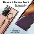 thumbnail image 3 of Crossbody Wallet Case for Samsung Galaxy Note 20 with Lanyard Strap Card Slot Holder RFID Blocking 360° Ring Kickstand,Magnetic Flip Folio Zipper Purse Case, PU Leather Cover Handbag,Rosegold, 3 of 10
