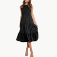 thumbnail image 2 of Women's Casual Wear Sleeveless Pleated Elastic Waist Large Dress Summer Dress, 2 of 8
