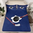 thumbnail image 2 of Manfei Boys Sport Bed Sheets 4pcs, Ice Hockey Printed King Sheets, Navy Blue Red Sheet Set, Luxury Bedroom Decor, 2 of 7