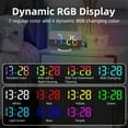 thumbnail image 3 of Despertador electronico Reloj despertador digital con luz RGB dinámica Brillo regulable Función de repetición ajustable Puerto de cargador USB Reloj con espejo 12H/24H para dormitorio Decoración de la, 3 of 7