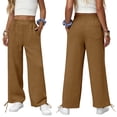 thumbnail image 2 of Girls Sweatpants Kids Drawstring Hem Oversized Pants Teen Girls Wide Leg Baggy Pants Pockets Classic Elastic Waist Trousers, 2 of 7