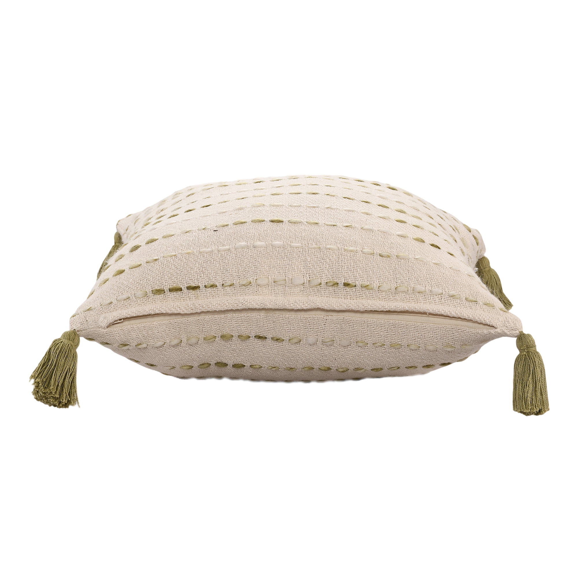Ox Bay Melanie 20" x 20" Green Striped Cotton Blend Reversible Adult Decorative Throw Pillow