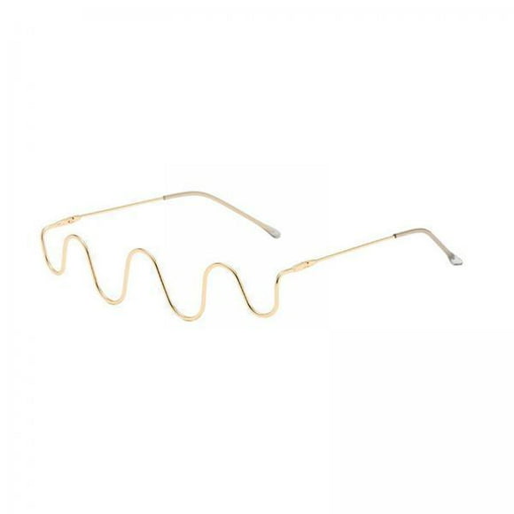 Xuanheng 2xSemi Glasses Frame Reading Wave Shape Woman Half Glasses Gold