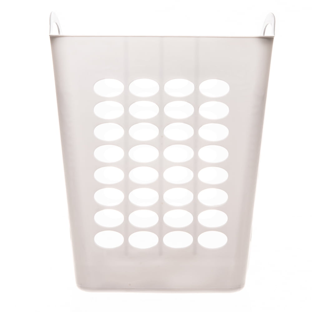 Mainstays Flexible Square Plastic Laundry Hamper, White, 3 Pack