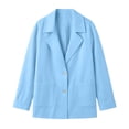 thumbnail image 4 of Women's Trench Coat Ndbuld Women's Solid-Color SpringAutumn Casual Button-Down Pocket Long-Sleeved Windbreaker Coat Light Blue S, 4 of 8