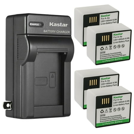 Kastar 4-Pack Battery and AC Wall Charger Replacement for Arlo A-4 A-4a A4A VMC4040 308-10069-01 Battery Arlo VUR0917968517039CN Netgear Ultra + VMS5140-100NAS VMA5400-10000S Security Camera