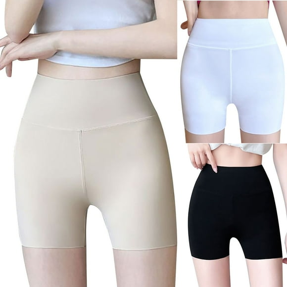 CFLVAEK Seamless Bike Shorts for Women Comfy High Waist Tummy Control Biker Short Stretch Spandex Cycling Shorts Solid Color Yoga Workout Shorts White S