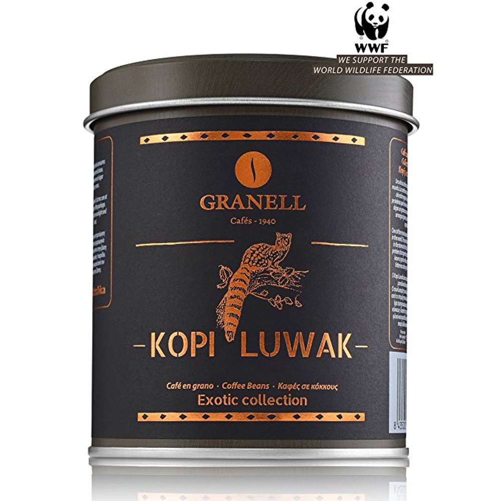 Cafés Granell Wild Kopi Luwak Coffee Whole Beans, 100grams (3.5oz