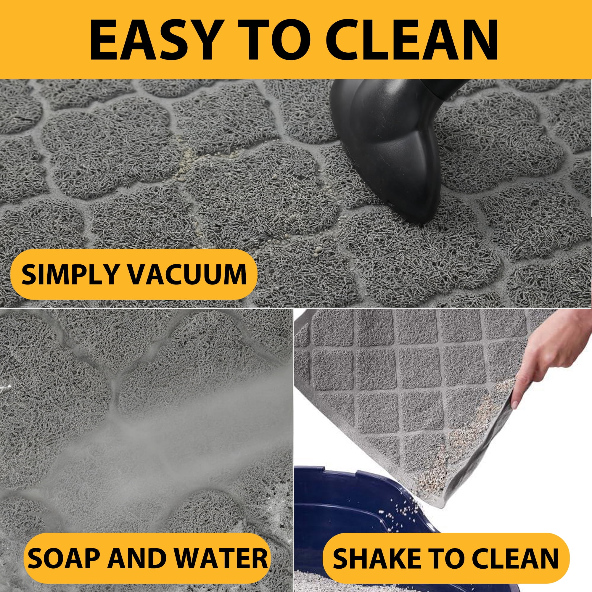 GARITIN Cat Litter Mat 35'' x 23'', Cat Mat for Litter Box Non-Slip Kitty Litter Trapping Mat, Gray