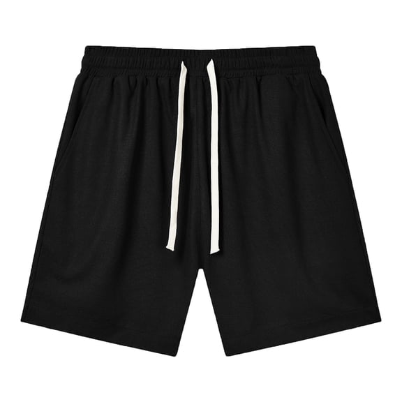 JTieacloth Mens Shorts Classic Fit Male Summer Shorts Solid Color Tie Suit Cool Breathable Four Quarter Pants,Black