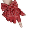 thumbnail image 3 of Fashion Street Dance PU Material Imitation Leather Rivet Dancing Gloves Women Gloves Half Finger Gloves Big Bow RED, 3 of 8