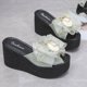 thumbnail image 1 of Sandalias Mujer Casual Peep Toe High Chunky Wedge Heels Shoes Lace Bow Slippers Wmkox8yii ytu4419, 1 of 8